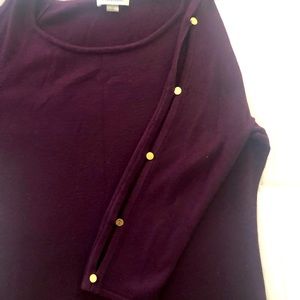Calvin Klein plum colored A-line cotton-wool blend dress